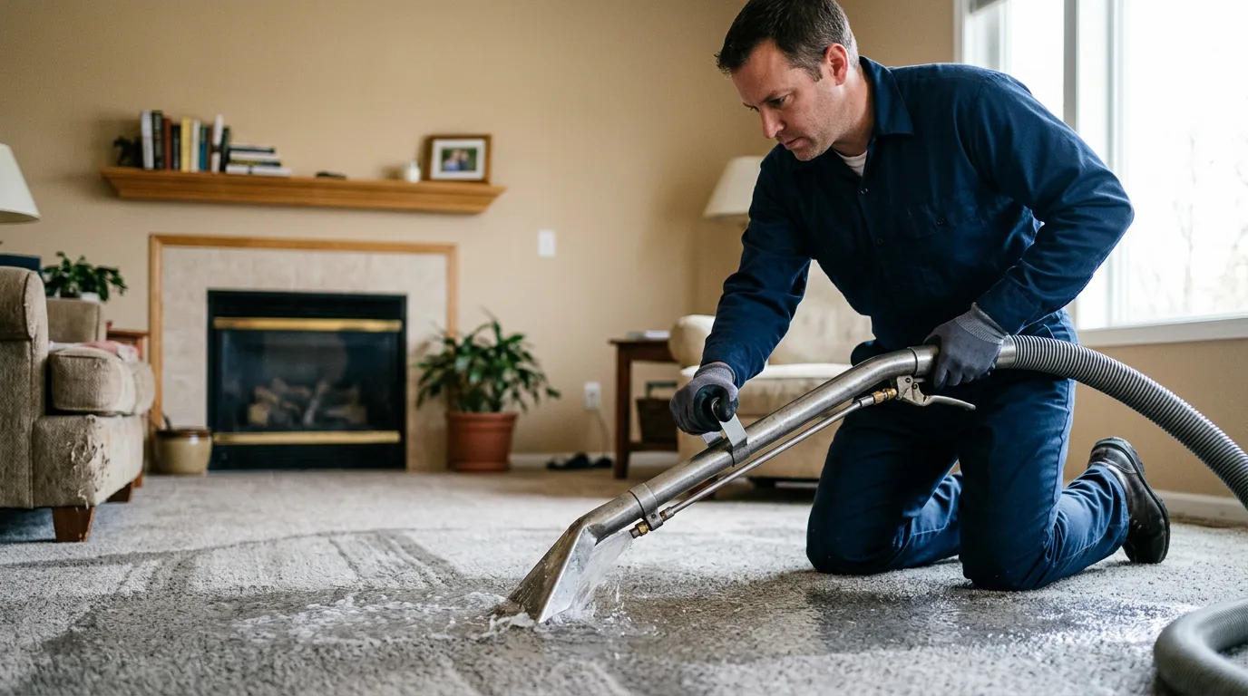 Water damage restoration technician working near Fort Johnson, NY